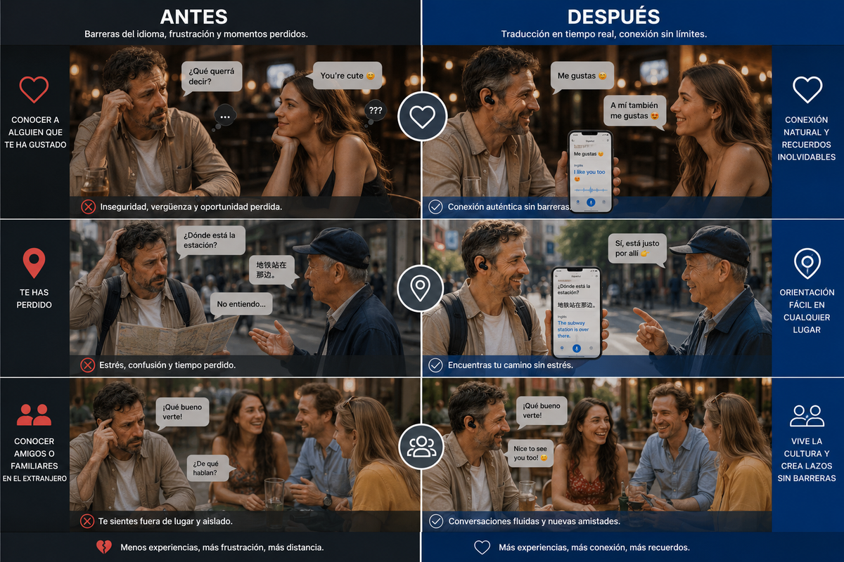 LingoAir-Auriculares Bluetooth Traductor para Viajeros